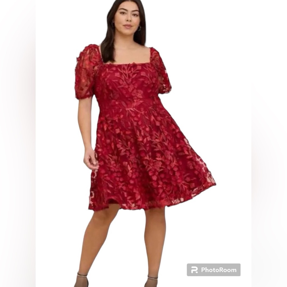 Torrid Women's Mini Floral Mesh Skater Dress